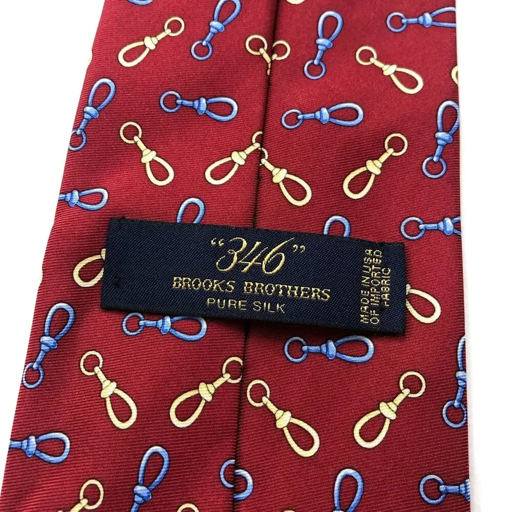 Brooks Brothers 346 Pure Silk Neck Tie Goldlink All Over Print Chain 59